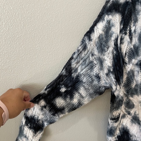 Anthropologie Pilcro Joni Cable Knit Sweater Tie-Dye Black Size Medium - Picture 3 of 6